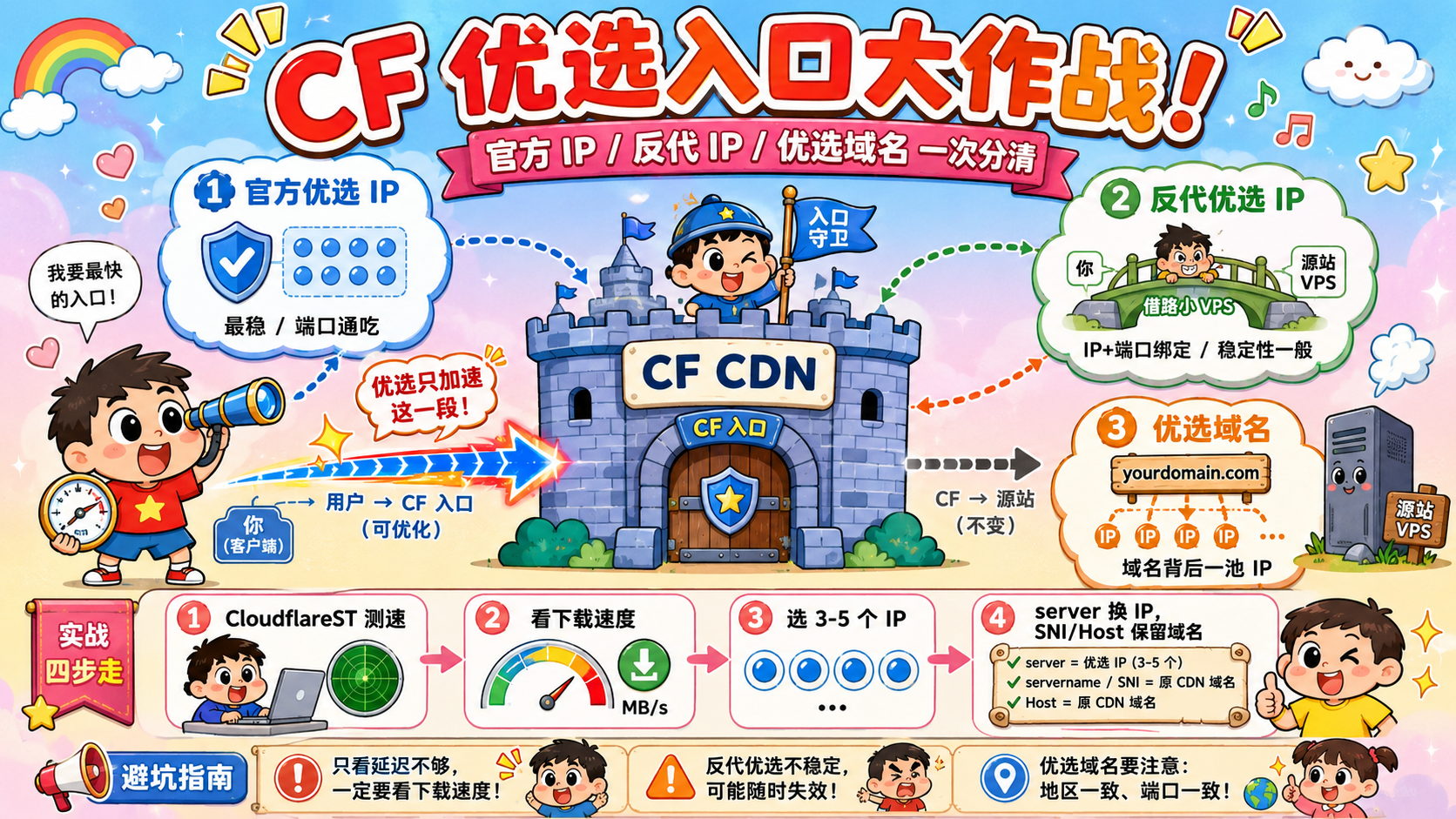 Cover Image of Cloudflare 优选 IP / 优选域名：原理 + 实操 + 避坑