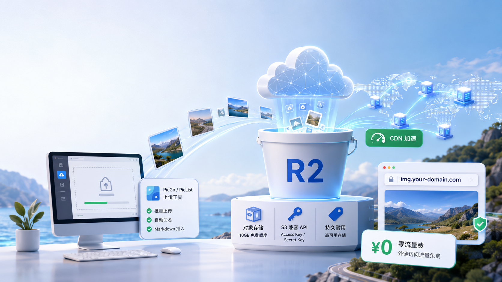 Cover Image of Cloudflare R2：免费 10G 对象存储 + 自建图床完全指南
