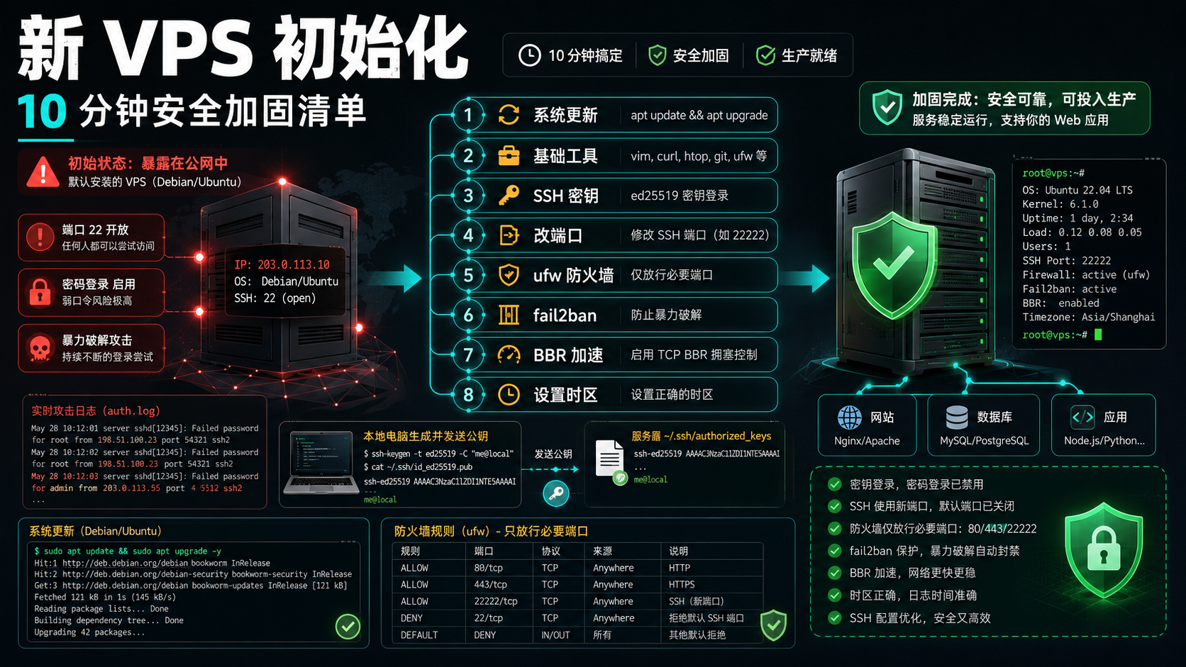 Cover Image of VPS 到手第一件事：基础配置 + 安全加固 + BBR 一条龙